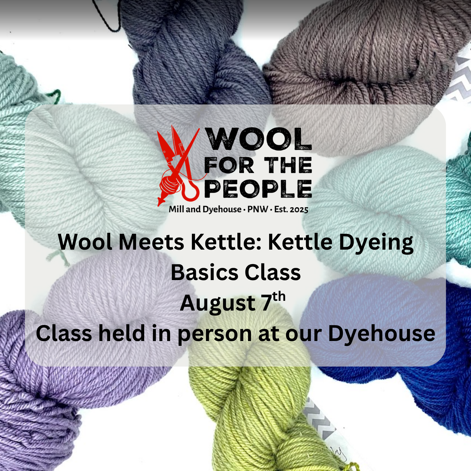 Wool Meets Kettle: Kettle Dyeing Basics Class ~ August 7th