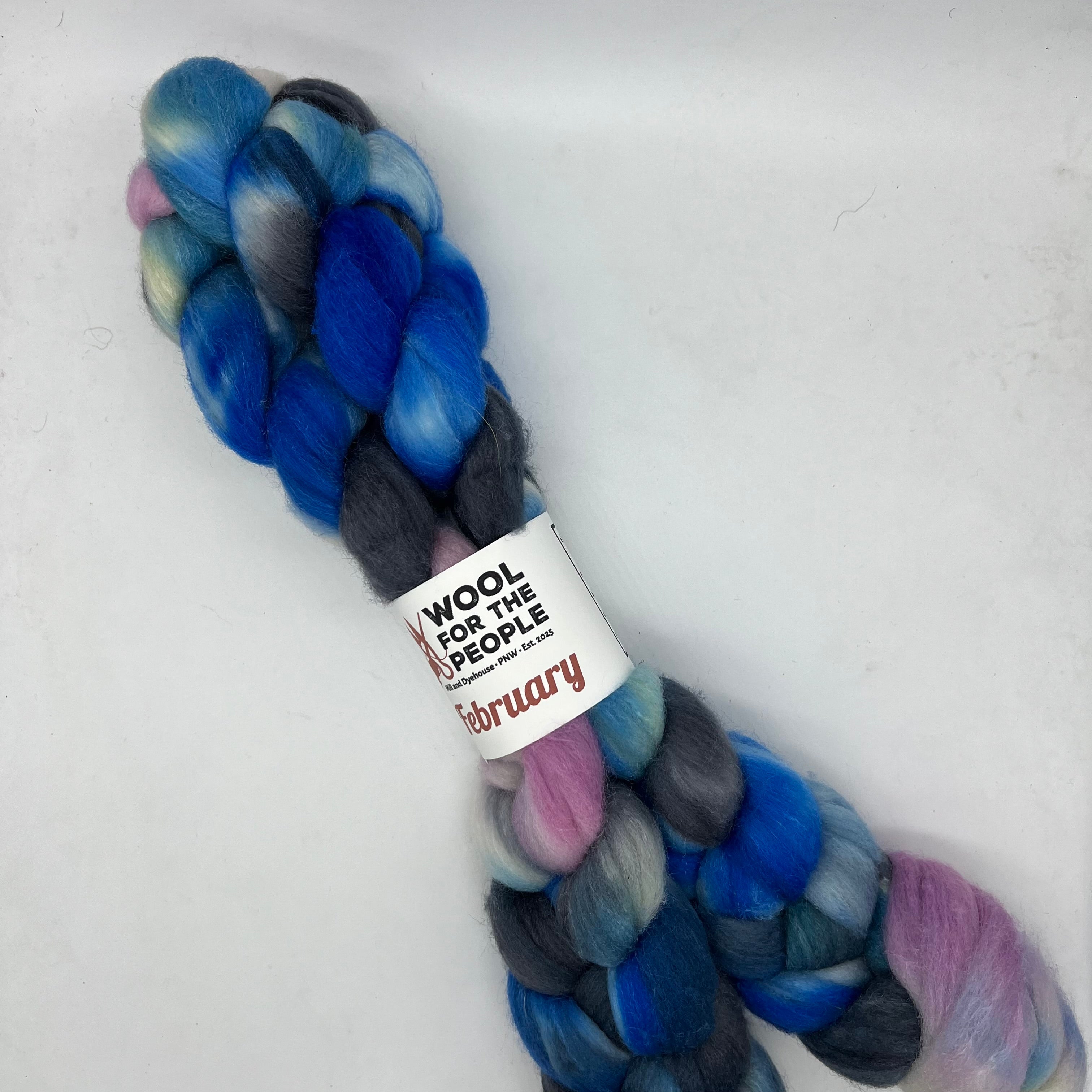 February: Hand dyed Superfine Merino, Silk, & Yak Combed Top
