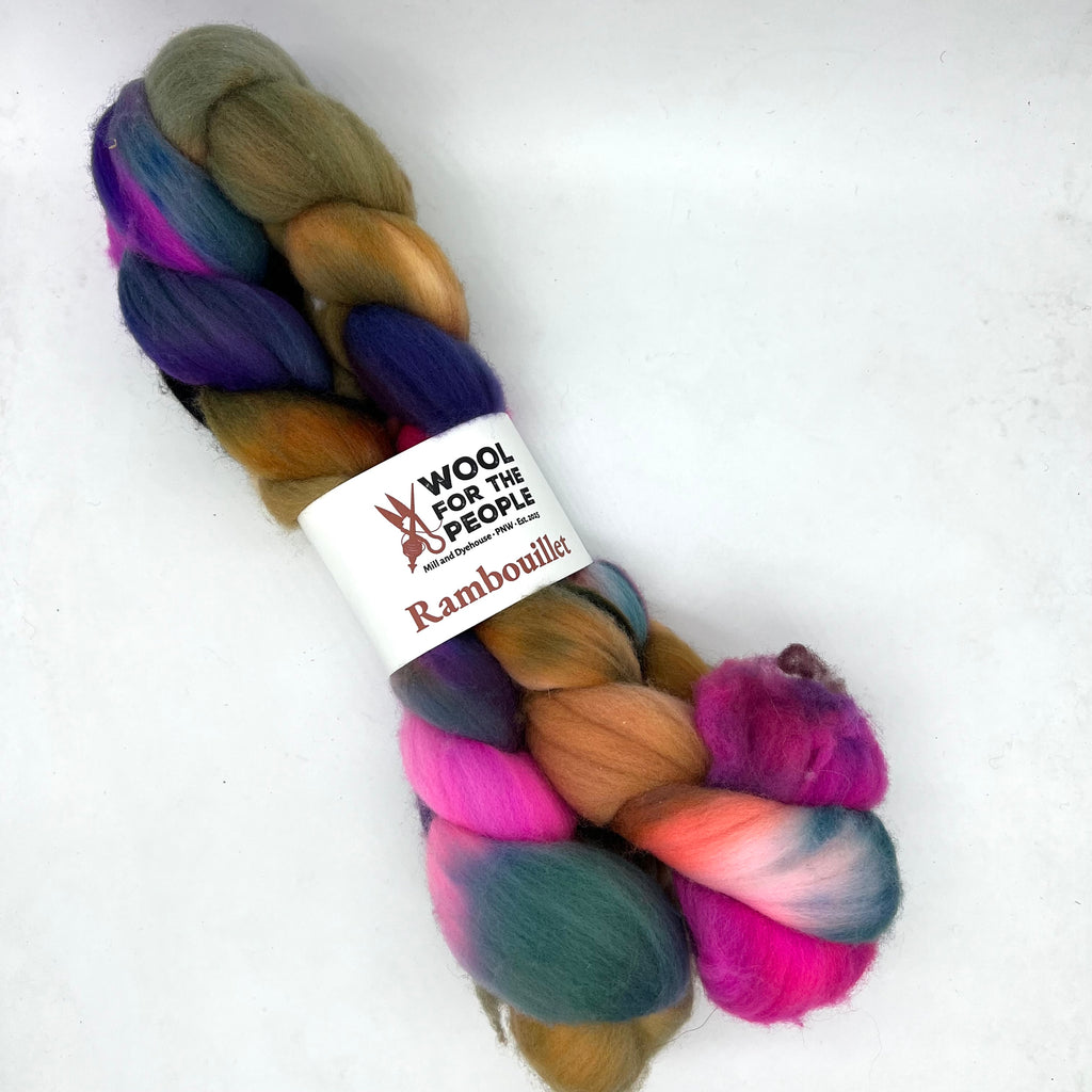 Rambouillet: Hand Dyed Combed Top