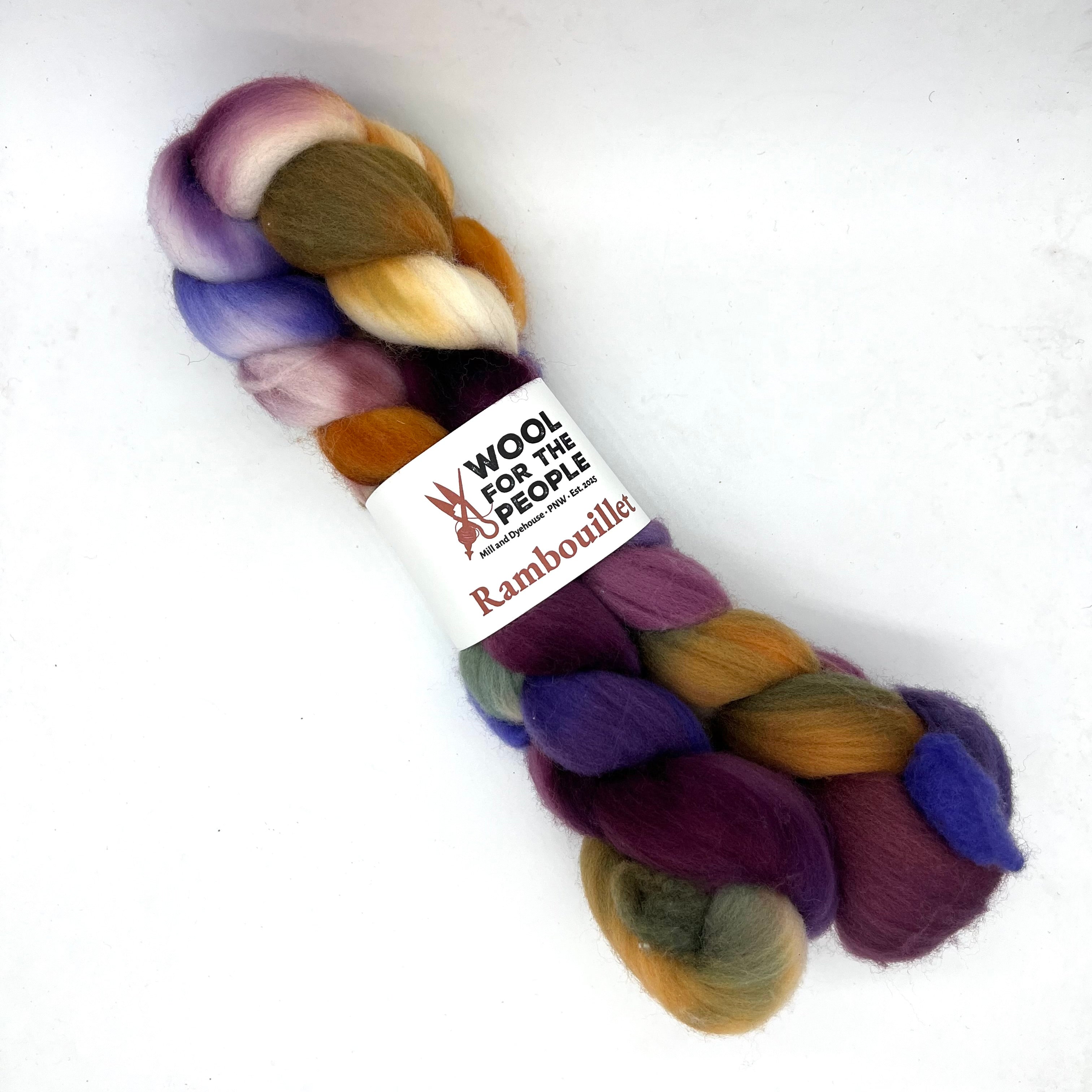Rambouillet: Hand Dyed Combed Top