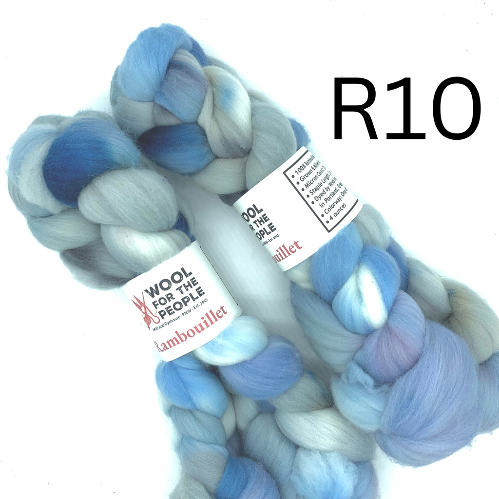 Hand Dyed Rambouillet Wool Combed Top for Spinning