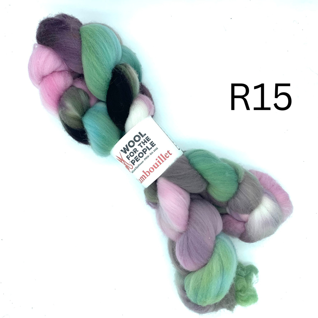 Hand Dyed Rambouillet Wool Combed Top for Spinning