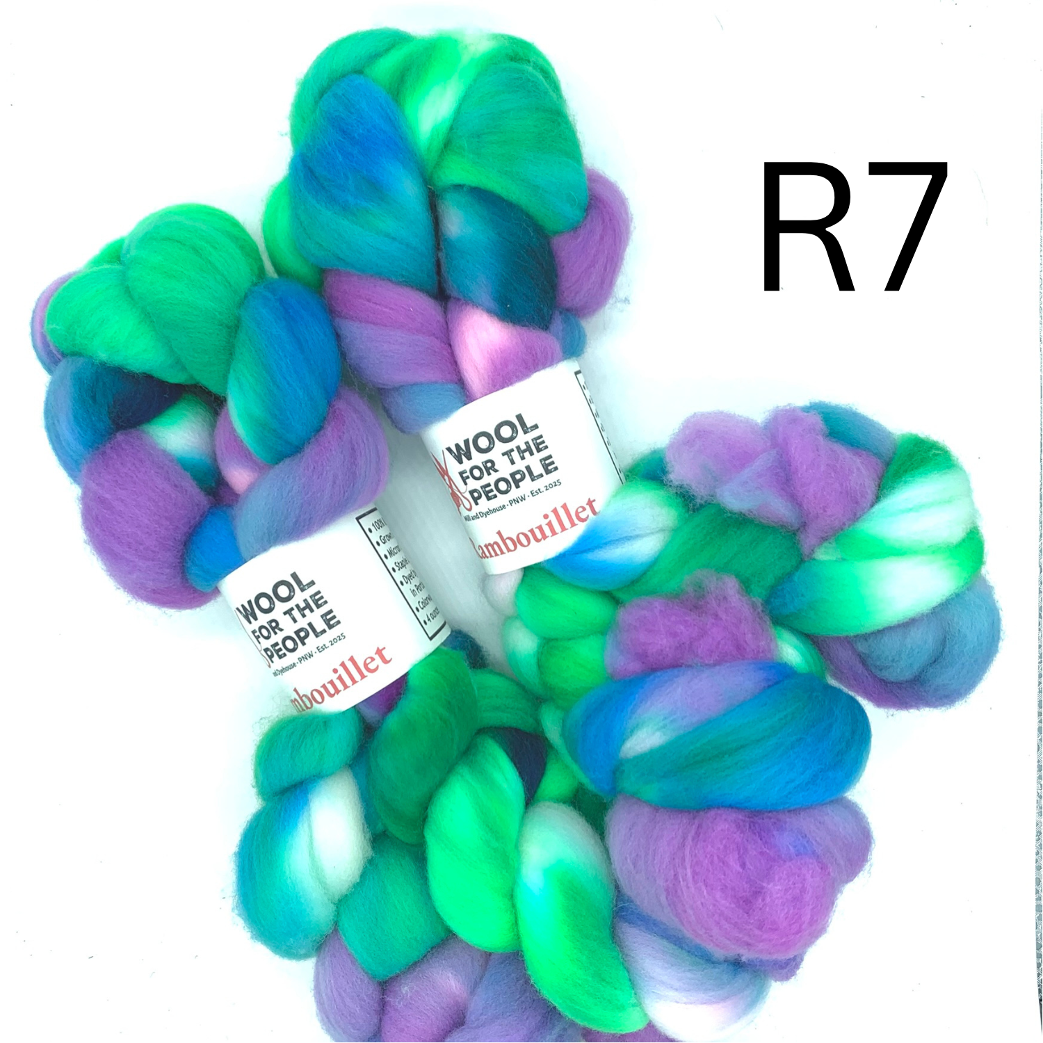 Hand Dyed Rambouillet Wool Combed Top for Spinning