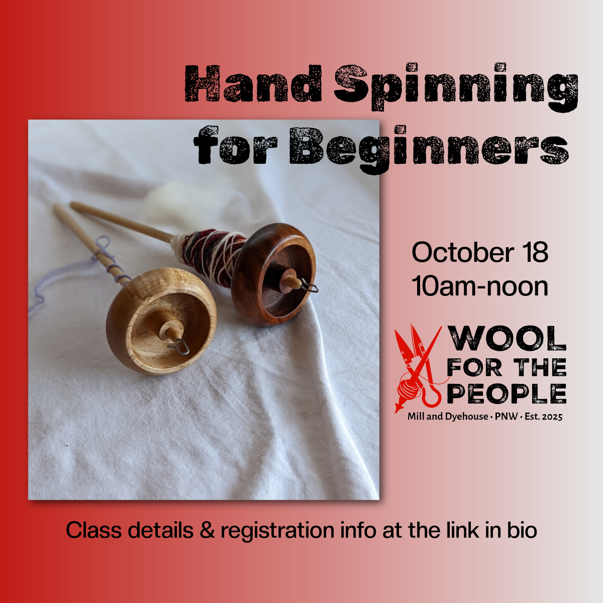 Hand Spinning for Beginners ~ October 18th